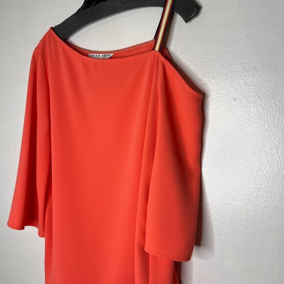 Trina Turk Women's Medium Coral Off-Shoulder Blouse with Striped Strap - Picture 2 of 11
